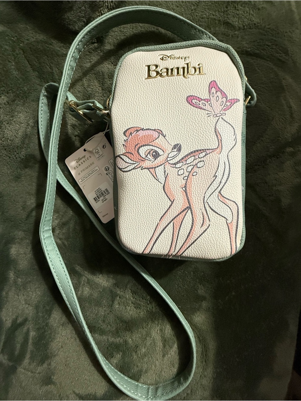 Primark x Disney Bambi Cream & Green Crossbody Phone Bag *NWT